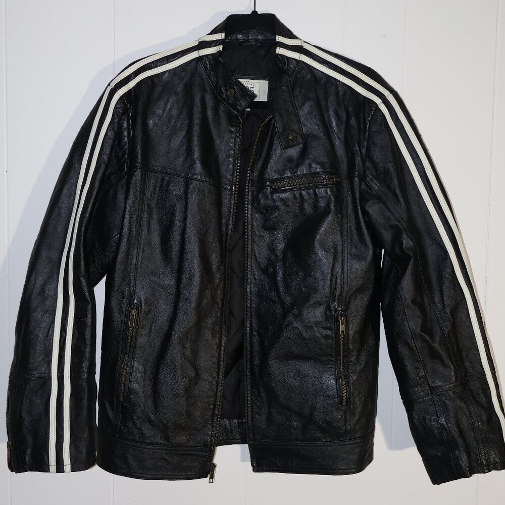 725‎ Originals Genuine Leather Moto Jacket Black Striped (Men’s S)